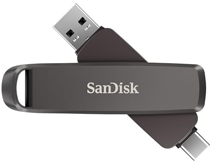 SANDISK 256 GB Extreme PRO Dual Drive – bis zu 1.000 MB/s, USB Typ-C und USB Typ-A Hochleistungs-Flash-Laufwerk – SDDDE1-256G-G46