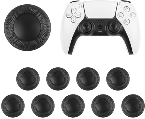 AYESY Thumb Grip Joystick Caps for PS5/PS4 Controller, 10PCS Wear-Resistant Analog Stick Replacement Caps, Non-Slip Laser Textured Grip Design, Black