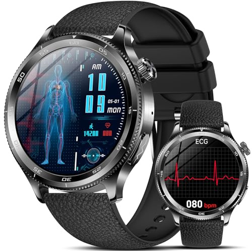 2026 Smart Watch for Men with ECG&Blood Pressure/Sleep Monitor,1.43AMOLED Fitness Tracker with Bluetooth Calls/SOS Button, 24/7 Heart Rate/SpO2/Body Temperature,Waterproof Watch for Android iOS | 1.43 Inch AMOLED Smartwatch with Bluetooth Call, 24H Heart Rate/SpO2/Body Temperature, 100+ Sports Watch Modes