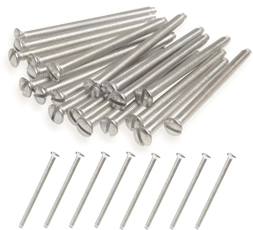 40PCS M3.5 Electrical Socket Screws, Silver Flat Head Slotted Machine Screw | Length 40mm, Long Electrical Switch Screws for Socket & Switch Installation, Back Boxes & Faceplates