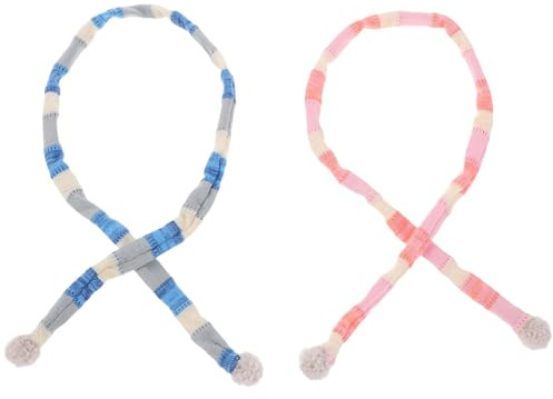 Mikikit 2stücke Mini-schal für Puppen Gestreiftes Design für Winterdekorationen Weiches Material für Mini-Puppen und Schneemann-bastelarbeiten Multifunktionale Puppenschals