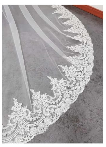 Brautschleier Langer Kathedralen-Hochzeitsschleier mit Kamm, einstufig, 3,0 m, weißer Brautschleier, 1 Schicht for Braut, Hochzeitsaccessoires(300cm)