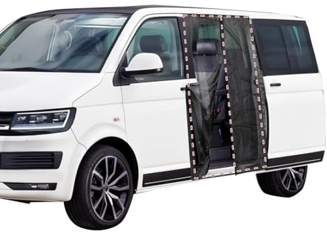 CDIYTOOL Mosquito Net Magnetic for VW T5 T6, 148 x 115 cm Magnetic Sliding Door Fly Screen Van, Ventilation Sun Protection Van Bug Screen Mosquito Net for Outdoor Camping
