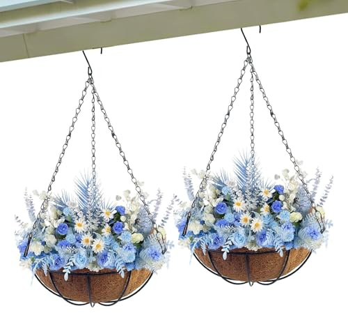 Genérico Cesta para Plantas de Interior | 2 Maceteros con Forro de Fibra de Coco - Maceta Colgante de Metal de 30 cm con Cadena - para Interiores Exteriores Jardín Patio Balcón Terraza Porche Pared y