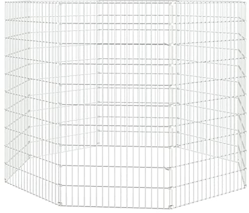 Galvanised Iron Rabbit Hutch 8-Panel Free Range Animal Enclosure, 54x100 cm DIY Pet Playpen for Exercise and Rest