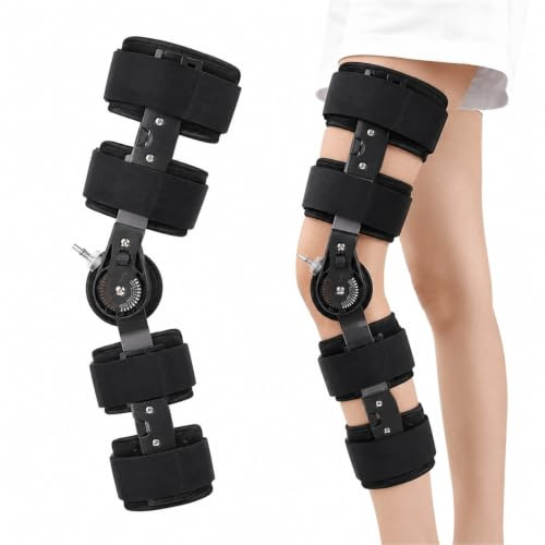 Ginocchiera Ortopedica ROM con Cerniera Regolabile per Recupero Legamenti ACL MCL PCL Post-Operatorio Tutore Ginocchio Stabilizzatore per Uomini e Donne