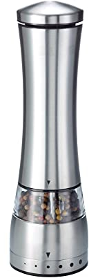 Westmark Molino de sal y pimienta, Eléctrico, Con molinillo de cerámica, Altura: 21,5 cm, Acero inoxidable, Automatic, Plata, 63582260, 6.5 x 6.5 x 21.5 cm