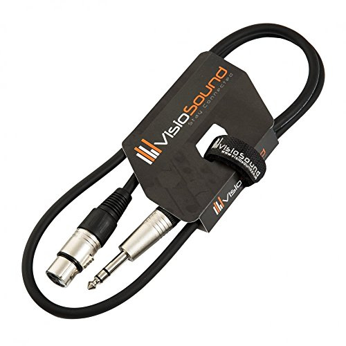Female XLR to 6.35mm Stereo TRS Jack Lead Audio Cable (Black, 1m) | Noiseless OFC Balanced Signal, Audio, Patch Cable / 10 Colours