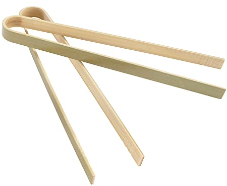 BambooMN 6.3 (16cm) Mini Bamboo Disposable Tongs - Toast Tongs - 100 pcs