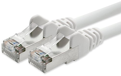 1aTTack.de 1x 20m Cat5e SFTP Netzwerkkabel 2x RJ45 Weiß | SFTP Patchkabel mit Folien- und Geflechtschirmung, 2 RJ45-Stecker; für Router, Switch, PC und Patchpanel