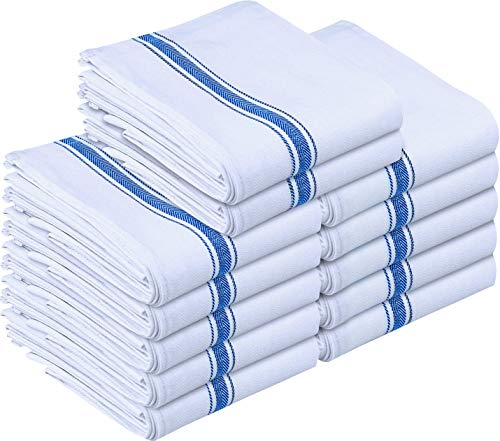 Utopia Towels - 200 GSM Blue Dish Towels (12 Pack - 38 x 64 cm) 100% Cotton Dish Cloths Absorbent Bar Cloth, Kitchen Tea Towel for Catering, Drying and Washing