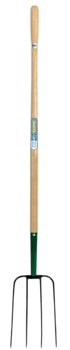 Draper DRA63579 - Horquilla de estiércol con Eje de Madera, 4 Puntas, Color Azul