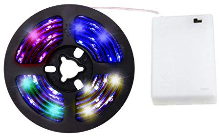cuzile Akku betriebene Lichter RGB Strip 100 cm 33 in. + Batterie box + Mini Controller, batteriebetrieben, Multi Farbe 5050