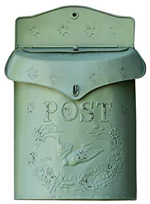 TentHome Wand Briefkasten Wandbriefkasten Postkasten Mailbox Metall Landhaus Post Zeitung Vogel Motiv Briefkastenanlage Farbiger Letterbox Abschließbar mit Klappe (Grün)