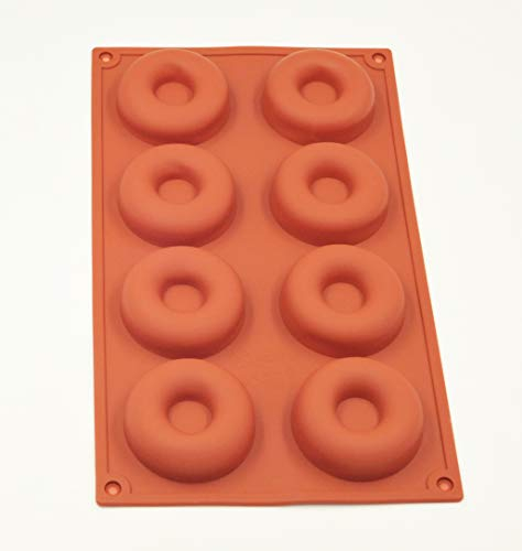 Selecto Bake Silicone Donut Moulds, Silicon Doughnut Mould Large Non-Stick 8 Cavity Molds Doughnut Tray Donut Pan Bagel Baking Tin Muffin Cupcake Biscuit Doughnut Maker Bakeware