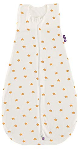Träumeland S0300507 Sommerschlafsack LIEBMICH Tencel, Größe 110 cm, Design 'weiß mit gelben Sternen': Ohne optische Aufheller, mehrfarbig, 250 g