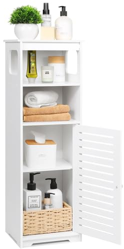 UTOKON Wasserdichter Badezimmerschrank, weißer Boden, stehender Aufbewahrungsschrank, Heimaufbewahrung, Möbelregal, geeignet für WC, Schlafzimmer, Küche, Wohnzimmer (SD)