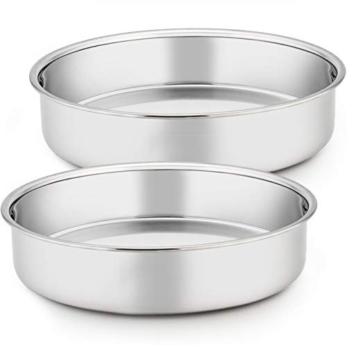 Homikit Backform, Edelstahl Groß 24cm Rund Kuchenform Backformen 2er Set | Hochglanzpoliert Backform Kuchenblech, Gesund & Ungiftig, leicht zu reinigen und Spülmaschinenfest