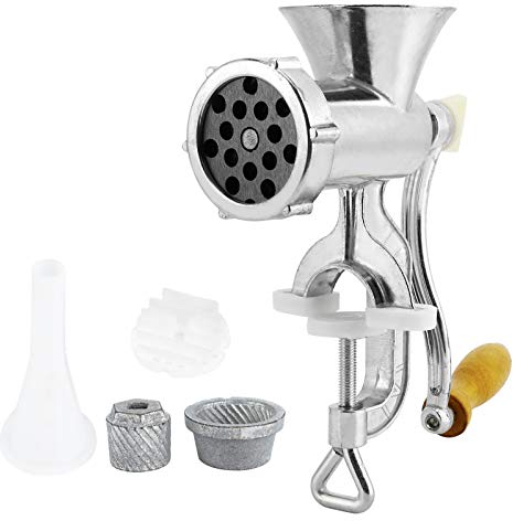 Picadora de Carne Manual, Picadora y Embutidora de Carne de Aleación de Aluminio, Máquina de Salchichas con Accesorios, Trituradora de Carne y Huesos