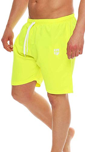 Gennadi Hoppe – Bañador largo para hombre, bañador de playa, shorts de playa, boardshorts, amarillo fluorescente, M