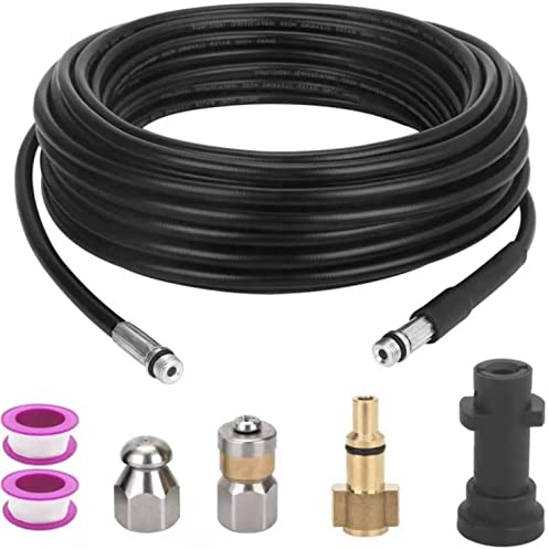YUET 20M High Pressure Washer Drain Pipe Cleaning Hose Cleaner Kit Wth Adapter,Flexible Tube Unblocker Sewer Jetter, Jet Nozzle Rotating for Karcher Washers Replacement, Kärcher K2-K7 Series & LAVOR