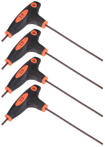 sourcing map 2.5mm Hex Key T-Handle Dual End Wrench Spanner, Metric S2 Steel 4 Pcs