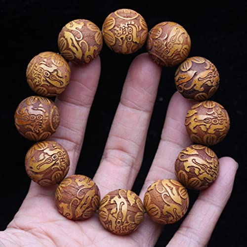 MELRIE 1 Pc Bracelet en Bois Naturel Perles de Bouddhisme tibétain Or Bois Hommes Chanceux bête Perles-Bois doré