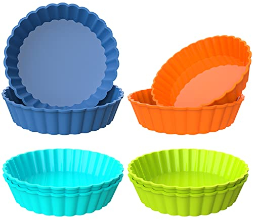 webake Tarteform Silikon 8 Stück 5 Inch 12,7 cm Mini Tartelette Förmchen Quicheform Törtchenform Klein Rund Kuchenform