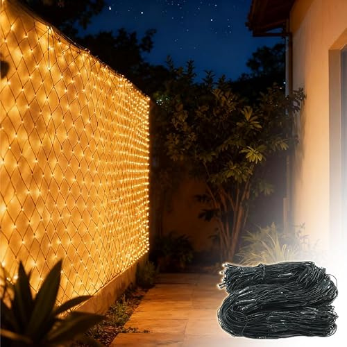 SAILUN LED Net Lights 3m x 2m Christmas Net Lights 250 LED Mains Powered Outdoor Decorations 8 Modes Fairy String Lights Waterproof Net Curtain Light for Party (Warm White)