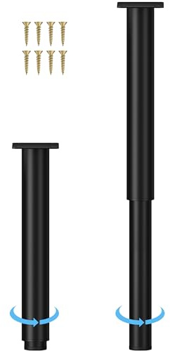 Metal Adjustable Furniture Legs 10-17 inch, Wlrrcwdttc Sofa Cabinet Legs Adjustable Height Replacement Support Legs for Bed/Couch/Dresser/Chair/TV Stand/Coffee Table, Legs for Furniture Set of 2-Black