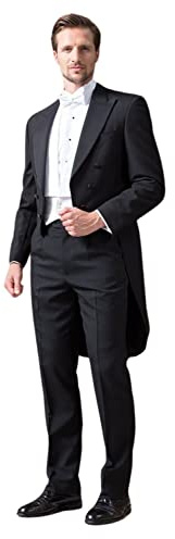 Qrkoda Uomo Frac Tre Pezzi Abito Doppio Petto Bottoni Giacca Gilet Pantaloni per la Festa di Nozze