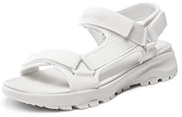 DREAM PAIRS Sandali Sportivi Piatti Donna Estate Leggere Scarpe da Spiaggia Sandali da Trekking Comodi e Casual Donna,Size 38,Bianco,SDSA2320W-E
