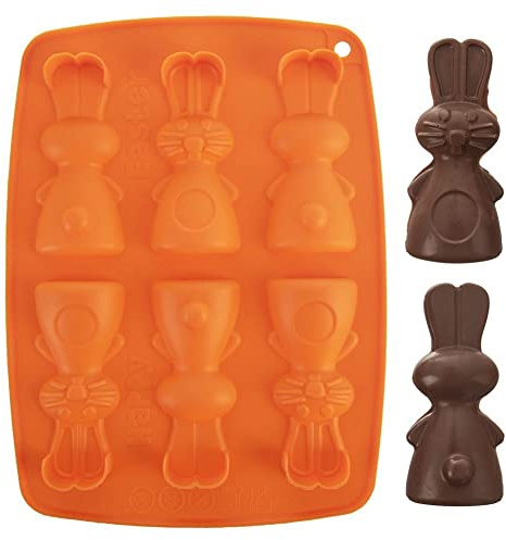 orion group Silikonform Form für Kekse und Pralinen Backform Pralinenform orange Hase Häschen