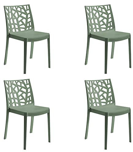 Totò Piccinni Sedia MATRIX in polipropilene design impilabile per esterno Made in Italy (4, Verde)