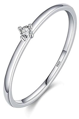 Bellitia Jewelry Coupe Ronde Brillante Diamant de Moissanite Bague Femme Argent 925 Plaqué Or/Rhodium Bague Solitaire de Fiançailles Anneau D'Alliance Bijoux Femme Cadeau D'Anniversaire
