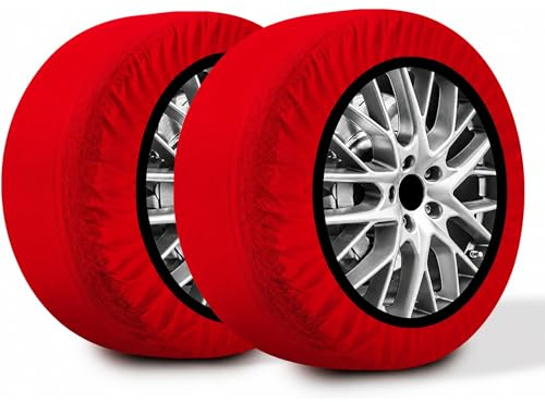 R.Evolution Calze da Neve Omologate Italia RRR, 2 Calze, Taglia L, Rosso, Catene da Neve Tessili per R14 - R20 (Misure per Pneumatici Dettagliate all'Interno)