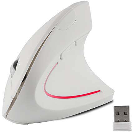 Souris sans fil ergonomique verticale verticale silencieuse haute pression optique droite souris sans fil pour PC/ordinateur portable/MacBook, avec récepteur USB, 6 boutons, 800/1200/1600 DPI, réduit