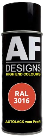 Alex Flittner Designs Spraydose RAL3016 KORALLENROT Spraydose glänzend | RAL Spraydose in 400 ml. Exaktes Farbergebniss nach RAL Norm. Leuchte Farben, Sehr schnelle Trockung und extrem lange