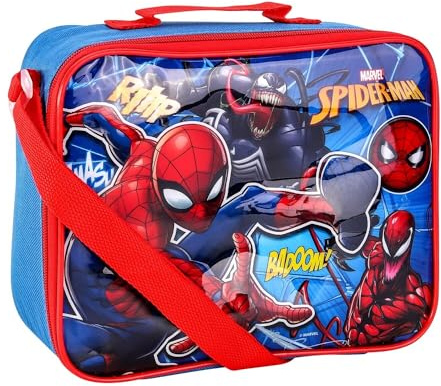TDL Spiderman Lunch Bag Thermal Insulated Lunch Box Superhero Marvel Spider-Man Back to School Sandwhich Box with Carry Handle & Side Pocket