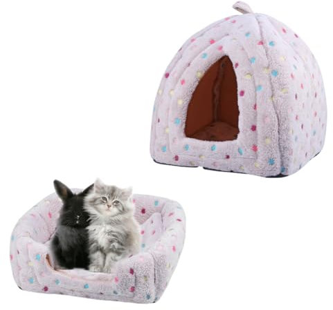 minkissy Trianguläres Hundebett Für Kleine Und Mittelgroße Haustiere Gemütliches Nest Im Yurt-Stil Für Drinnen Und Draußen Kuscheliges Und Warmes Schlafzelt Für Hunde Und Katzen