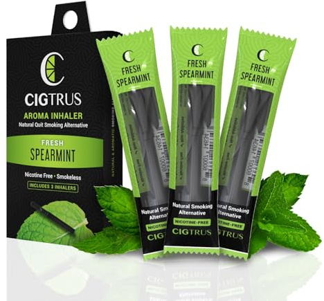 cigtrus Ayuda de reemplazo de hábito sin humo de fijación oral, ayuda a controlar los antojos y apoya la relajación. Sabor a menta verde, paquete de 3