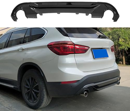 QUNINE Auto Heckschürze Lippe Diffusor für BMW X1/F48/F49 MP Style, Lippe Spoiler Heckdiffusor Heckspoiler Stoßstange Schützen Abdeckung Zubehör,1 Bright Black