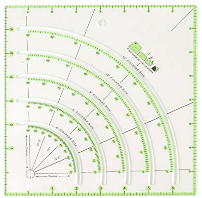 plplaaoo Kreis-Schablone, Nähvorlagen, Acryl-Quilt-Lineal, Großes Acryl-Quilt-Lineal, Multifunktional, Klare Bögen, Fächer, Quilt-Kreisschneider, Lineal Für Patchwork, Nähen, Bastelwerkzeug(20.3 cm)