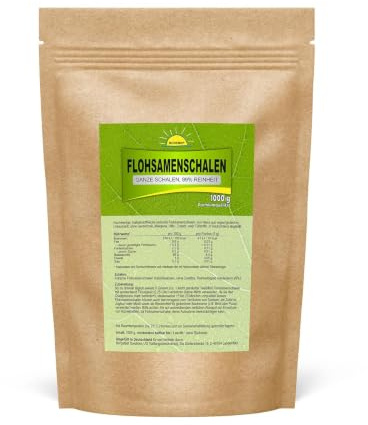Indische Flohsamenschalen, ganze Schalen, 99% rein, ohne Zusätze, 1 kg
