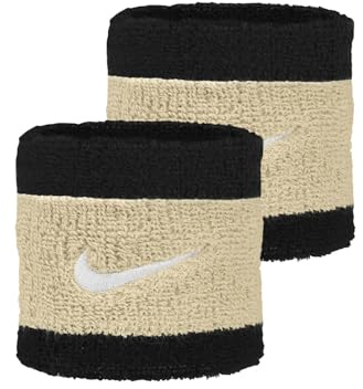 Nike Swoosh Writbands Paar Schweißbänder Tennis Frottee (schwarz/Team Gold/Weiß)