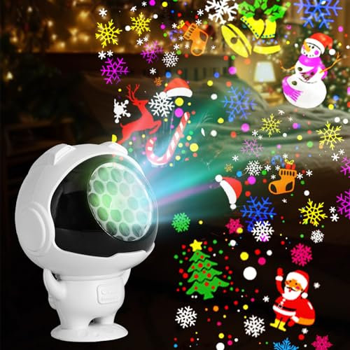 ZARKEET Proiettore di luci natalizie per interni/esterni, proiettore di luci a LED per decorazioni natalizie, proiettore per feste di Natale, aggiornamento 2024 di Natale per interni per casa, regalo