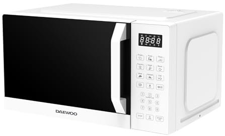 Daewoo MD-FA257GW-EU, forno a microonde con grill, capacità 25 litri, 850 W, 8 programmi, 5 livelli di potenza, pannello digitale, colore bianco