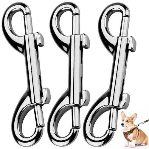 TXXATX Doppelkarabiner Zinklegierung Doppel Karabinerhaken Silber Schnapphaken 3 Stück Karabinerhaken Doppelkarabiner Klein Bolzenschnapper Ketten Schnapphaken für Seile Verbindungen Hundeleinen