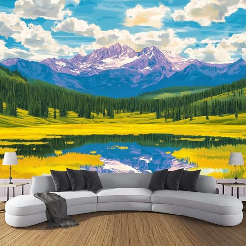 Fototapete Naturlandschaft PVC Tapeten Moderne Wandtapete Wohnzimmer Schlafzimmer Berge Und Felder Tapeten Wohnzimmer Jugendzimmer Wanddeko Wandtattoo selbstklebende 400x280cm
