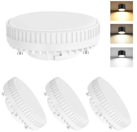 GeyouLux Lampadina LED GX53, lampada LED 3CCT sostituisce 60W alogena, 7W 800LM CRI>80, Bianco GX53 Led per illuminazione da incasso, cucina, soggiorno, ufficio, non dimmerabile, confezione da 4